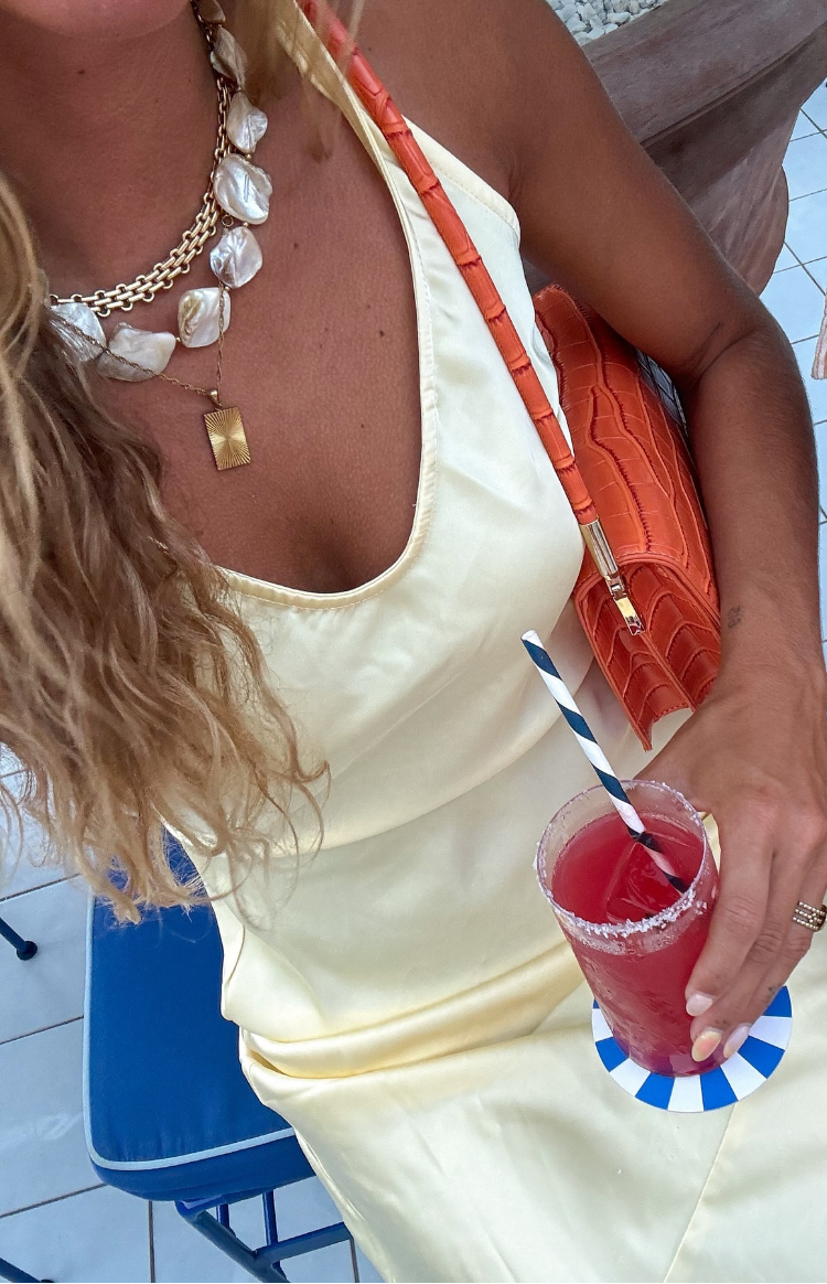 Carnation Yellow Satin Maxi Dress BB Exclusive