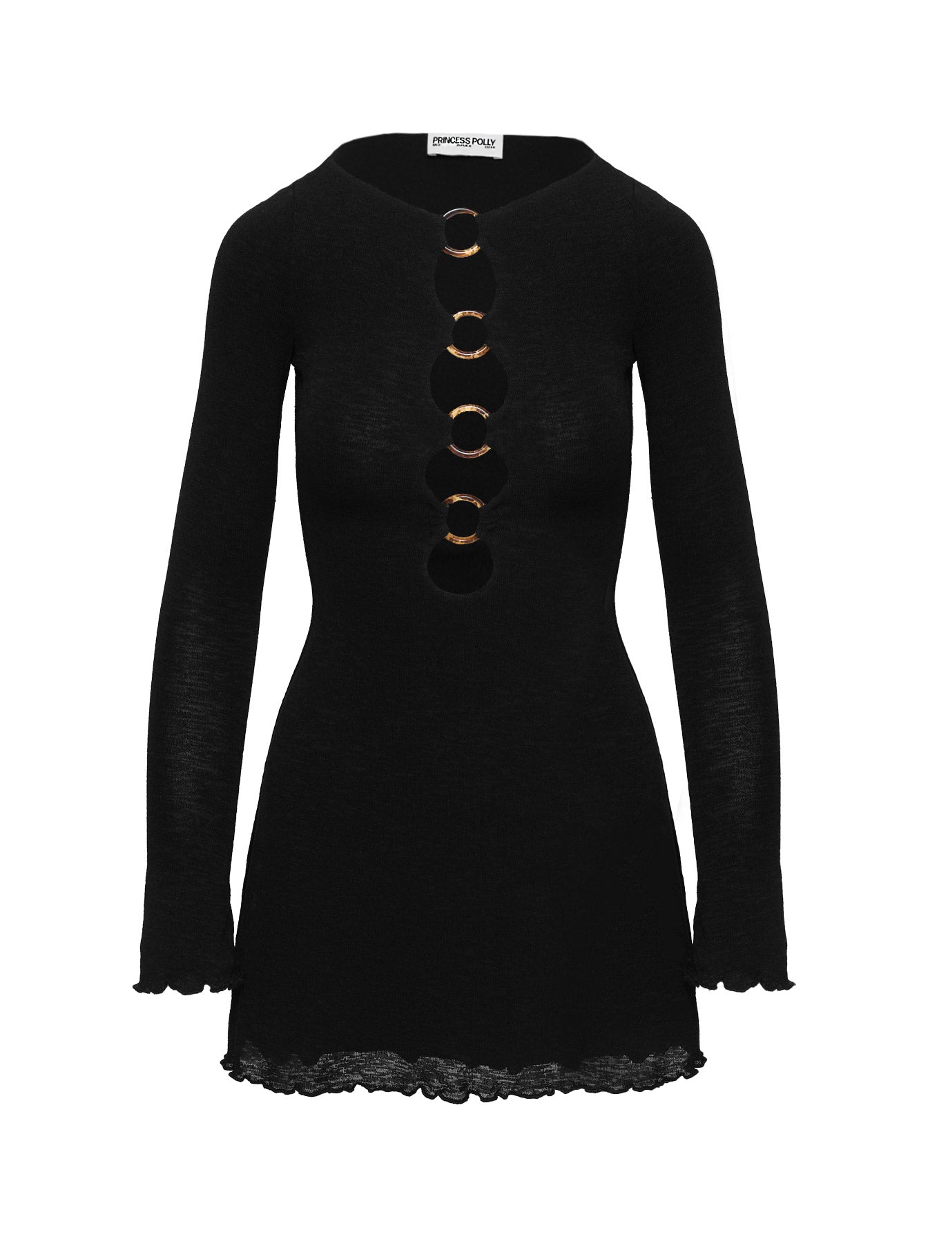 Dejonge Long Sleeve Ring Mini Dress Black Princess Polly