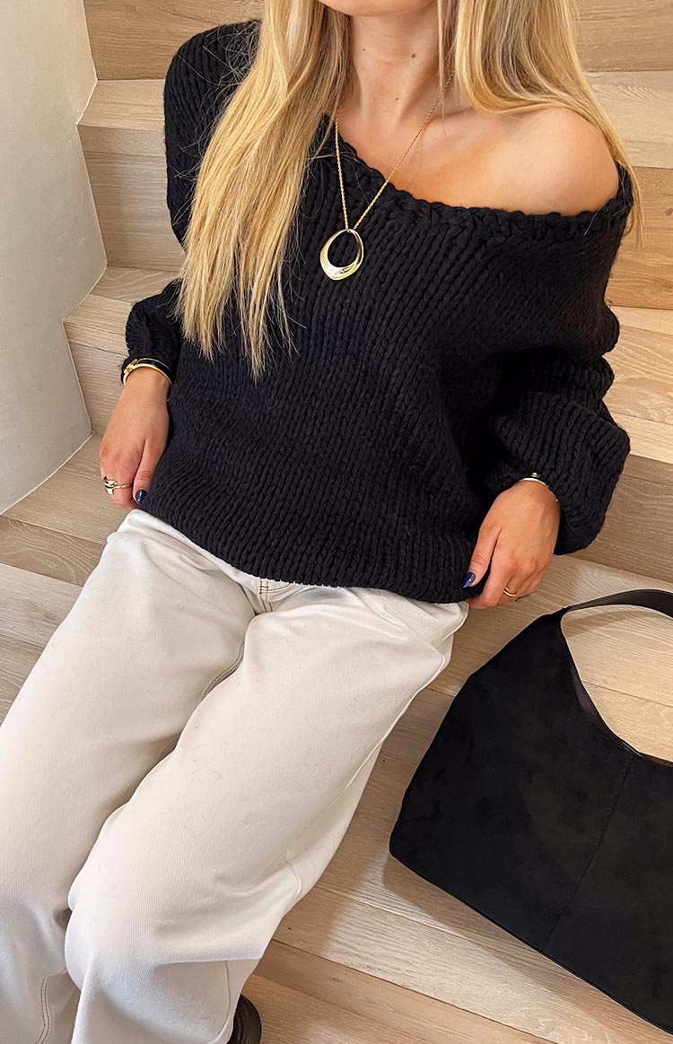 Delvey Black Chunky Knit Sweater BB Exclusive