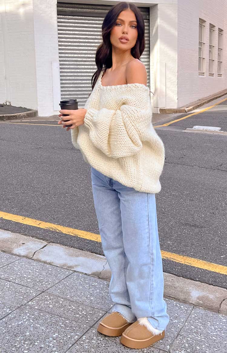 Delvey Cream Chunky Knit Sweater BB Exclusive