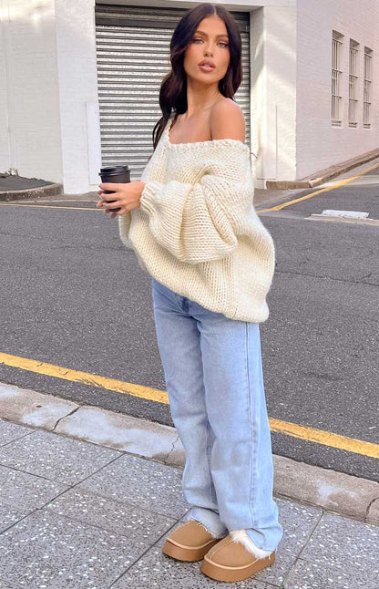Delvey Cream Chunky Knit Sweater BB Exclusive