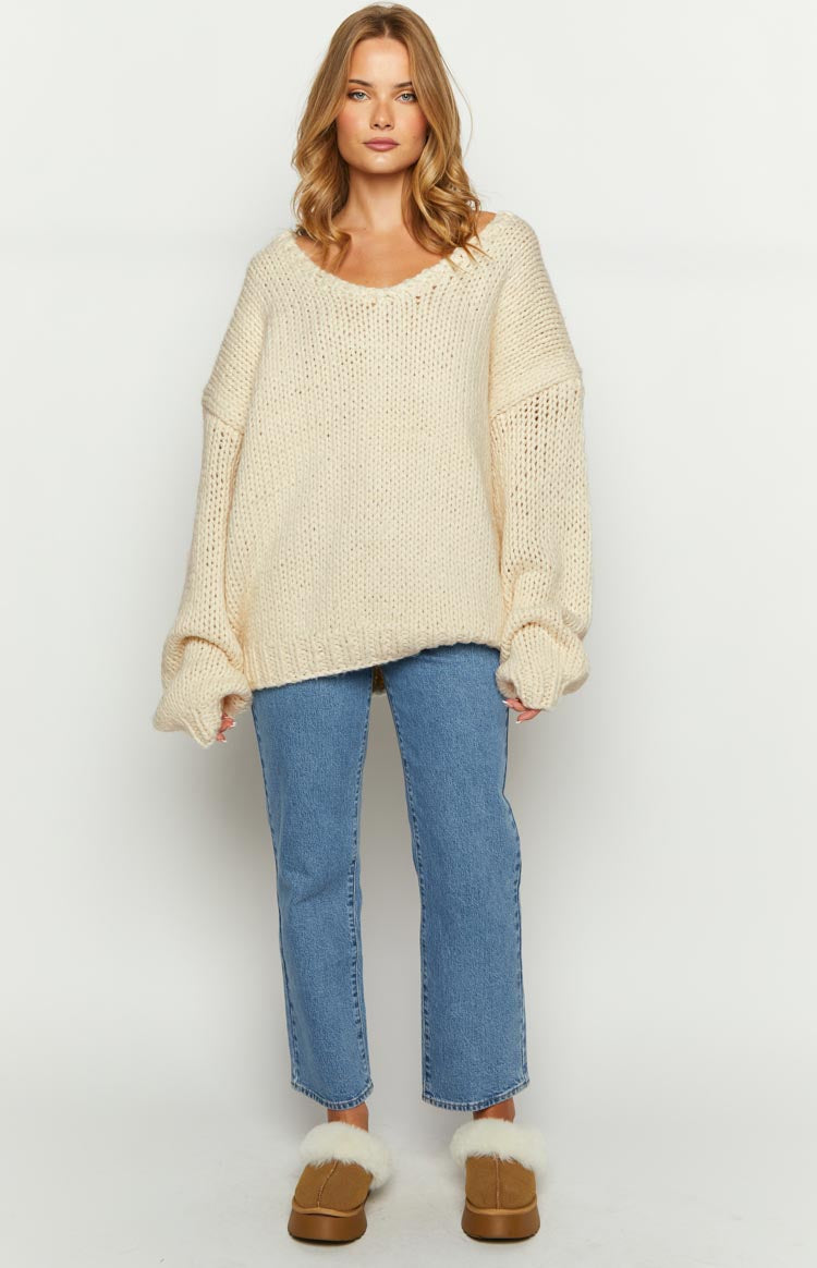 Delvey Cream Chunky Knit Sweater BB Exclusive