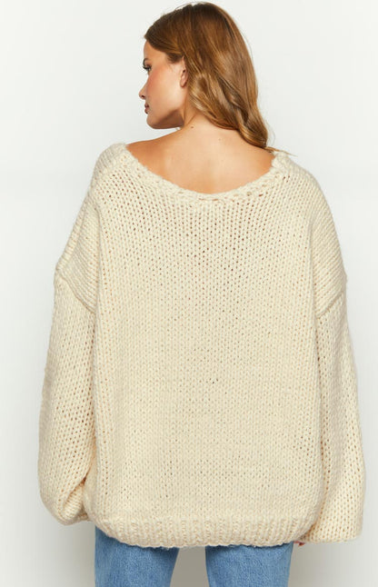 Delvey Cream Chunky Knit Sweater BB Exclusive
