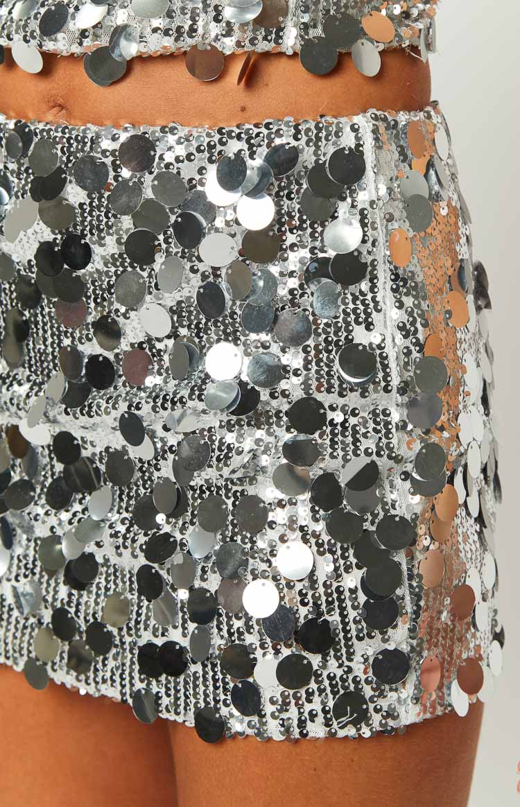 Emiko Silver Sequin Mini Skirt BB Exclusive