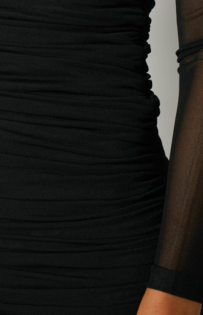 Estee Long Sleeve Mesh Party Dress Black BB Exclusive