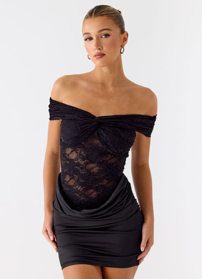 Either Way Off Shoulder Mini Dress - Black Peppermayo Exclusive