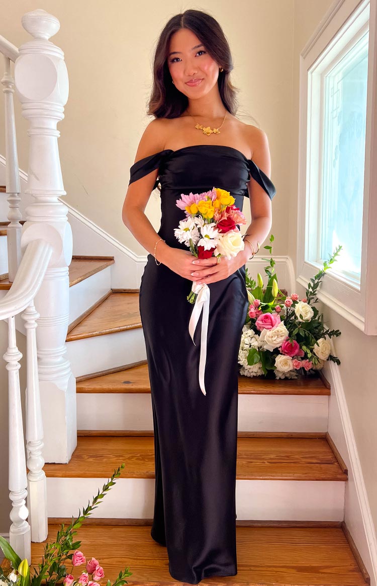 Ella Black Off Shoulder Formal Maxi Dress BB Exclusive