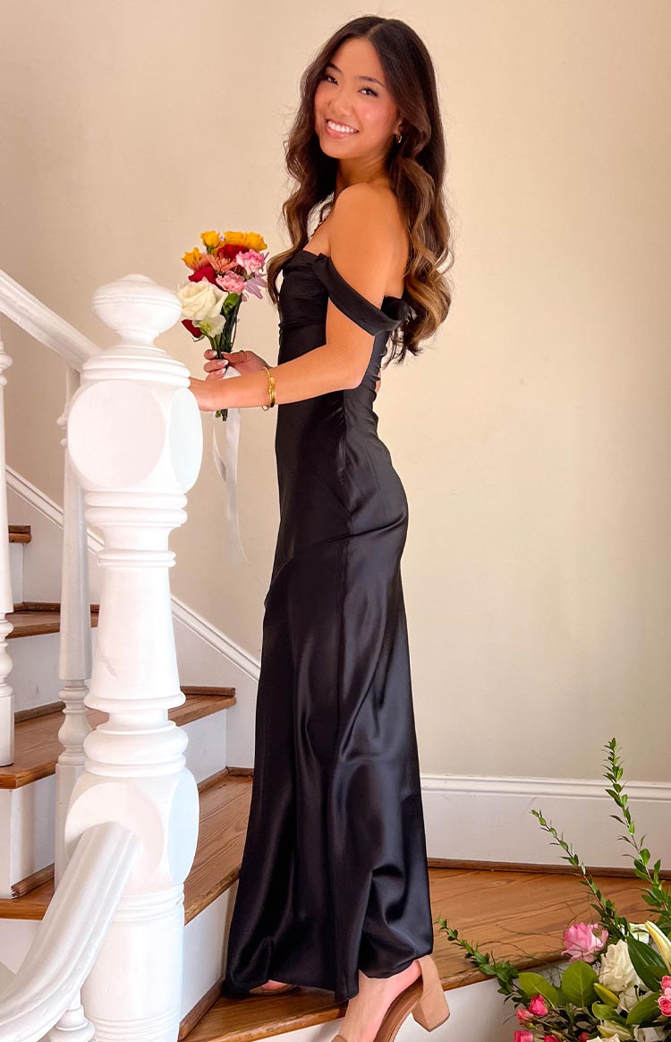 Ella Black Off Shoulder Formal Maxi Dress BB Exclusive