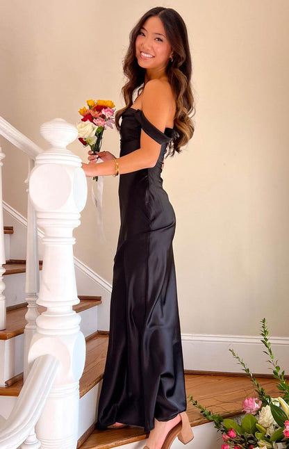Ella Black Off Shoulder Formal Maxi Dress BB Exclusive