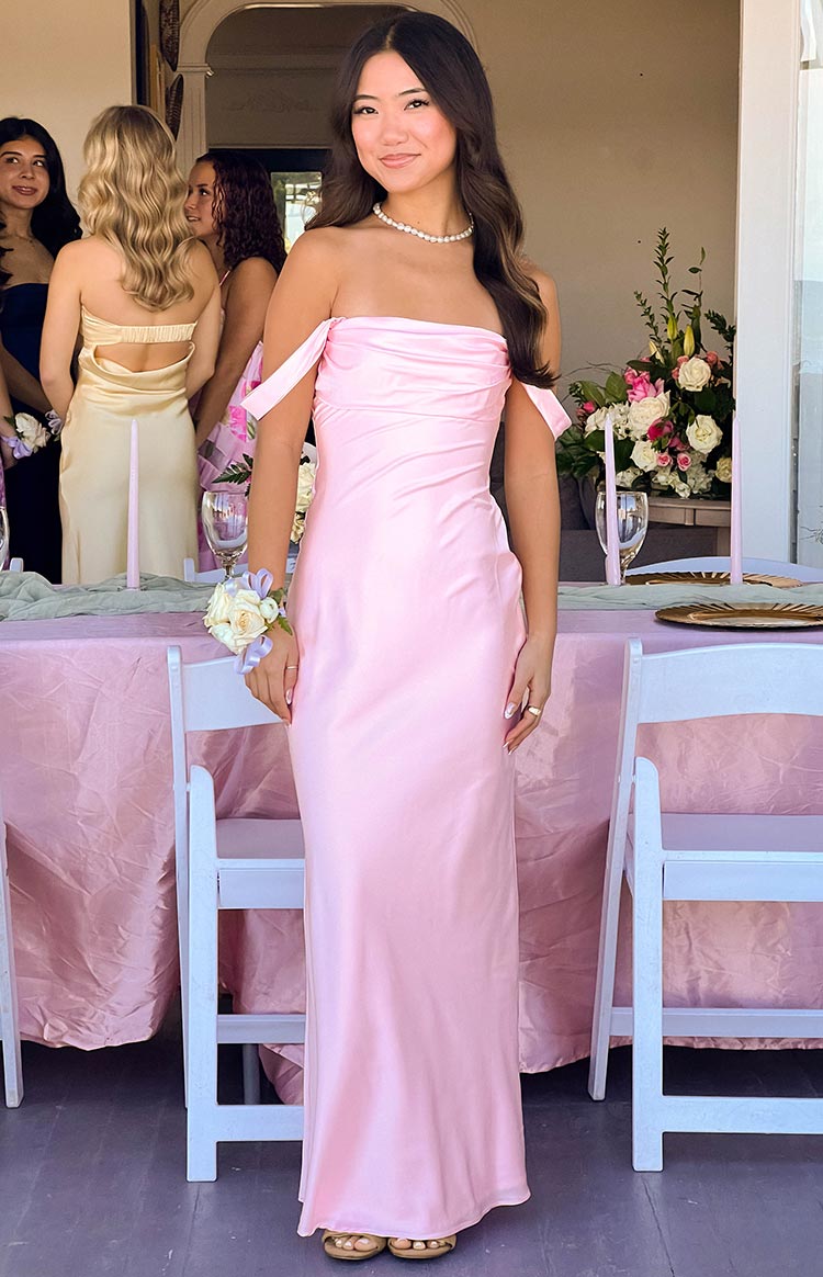 Ella Light Pink Off Shoulder Formal Maxi Dress BB Exclusive