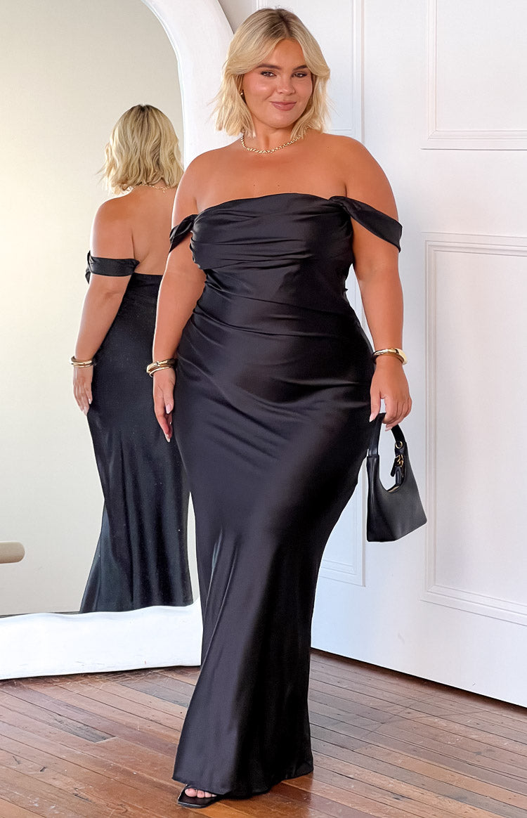 Ella Black Off Shoulder Formal Maxi Dress BB Exclusive
