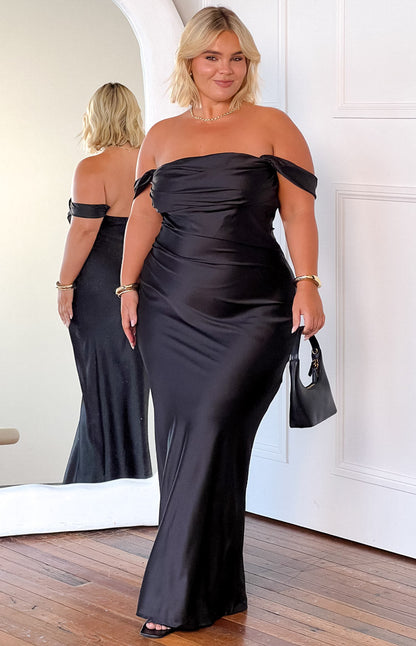 Ella Black Off Shoulder Formal Maxi Dress BB Exclusive