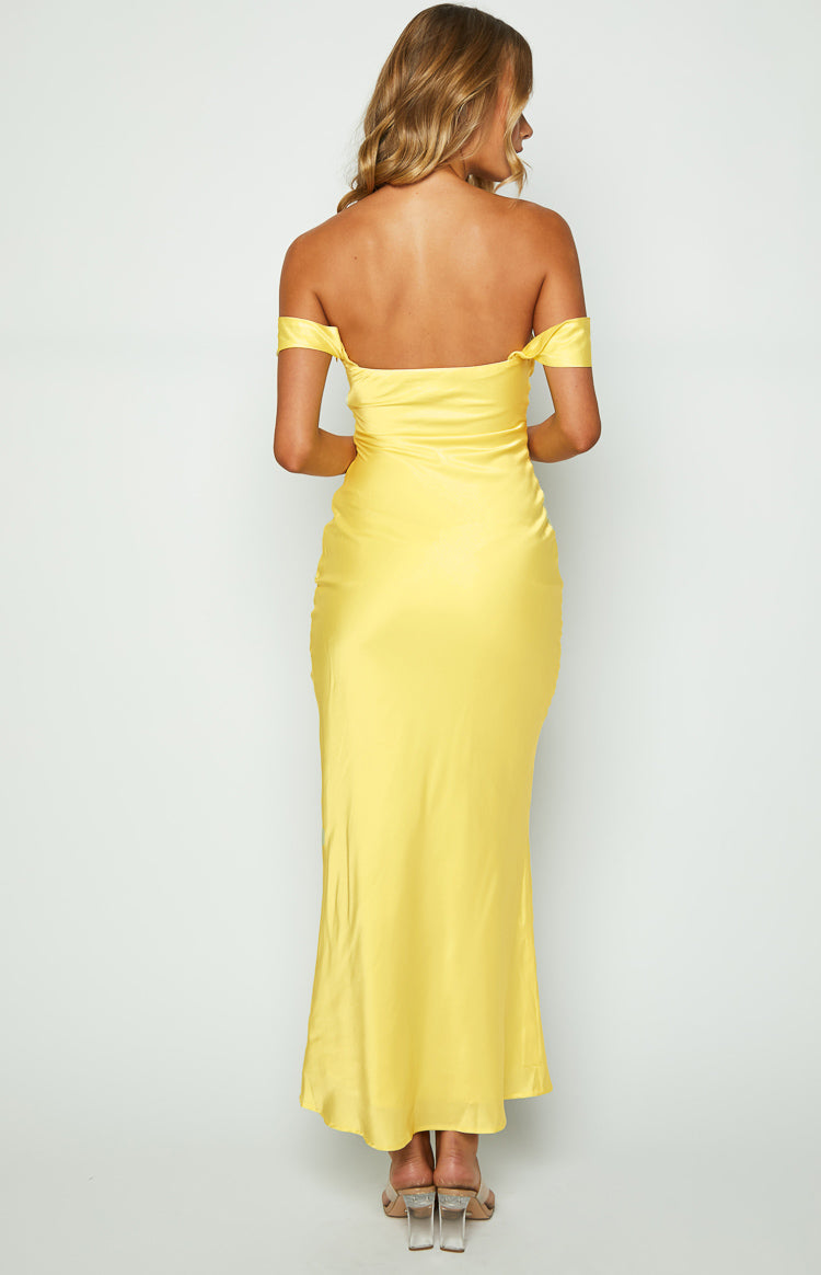 Ella Light Yellow Off Shoulder Formal Maxi Dress BB Exclusive