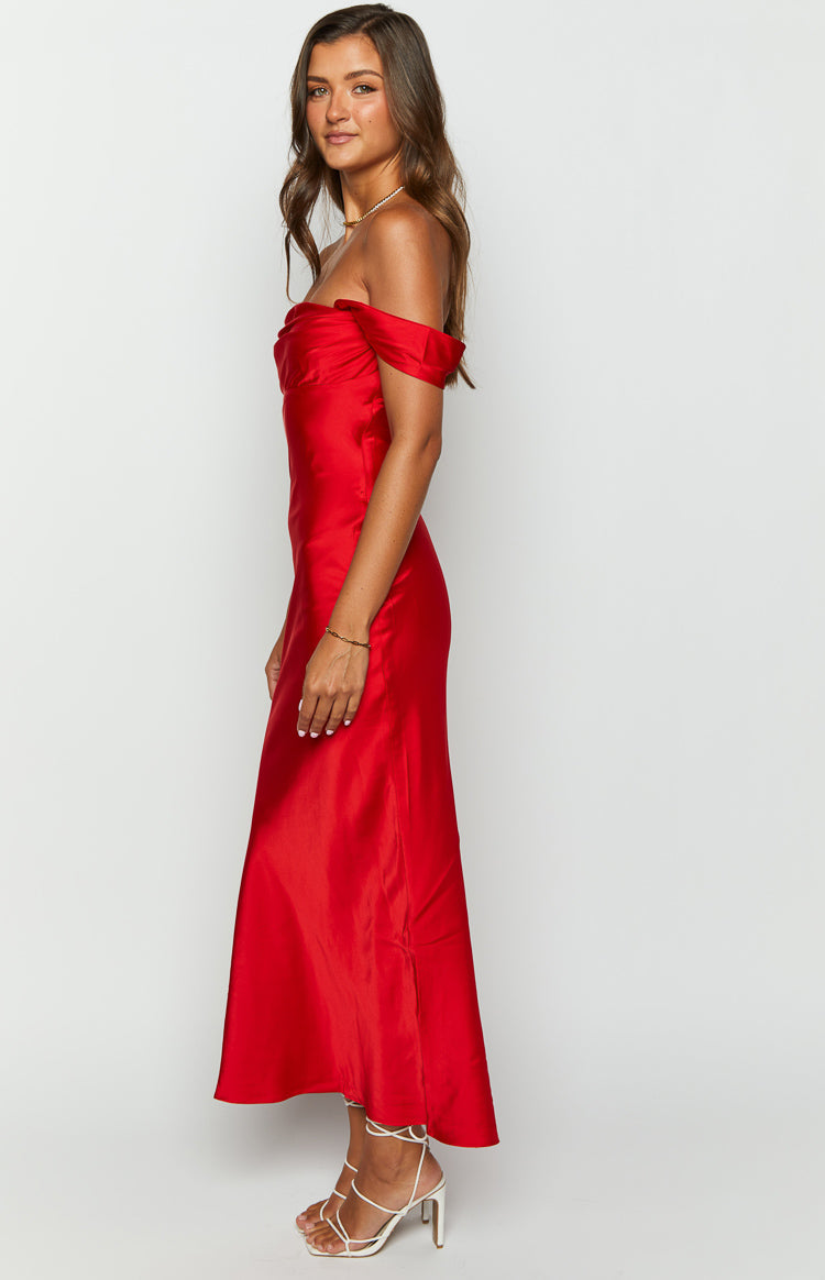 Ella Red Off Shoulder Formal Dress BB Exclusive