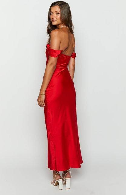 Ella Red Off Shoulder Formal Dress BB Exclusive