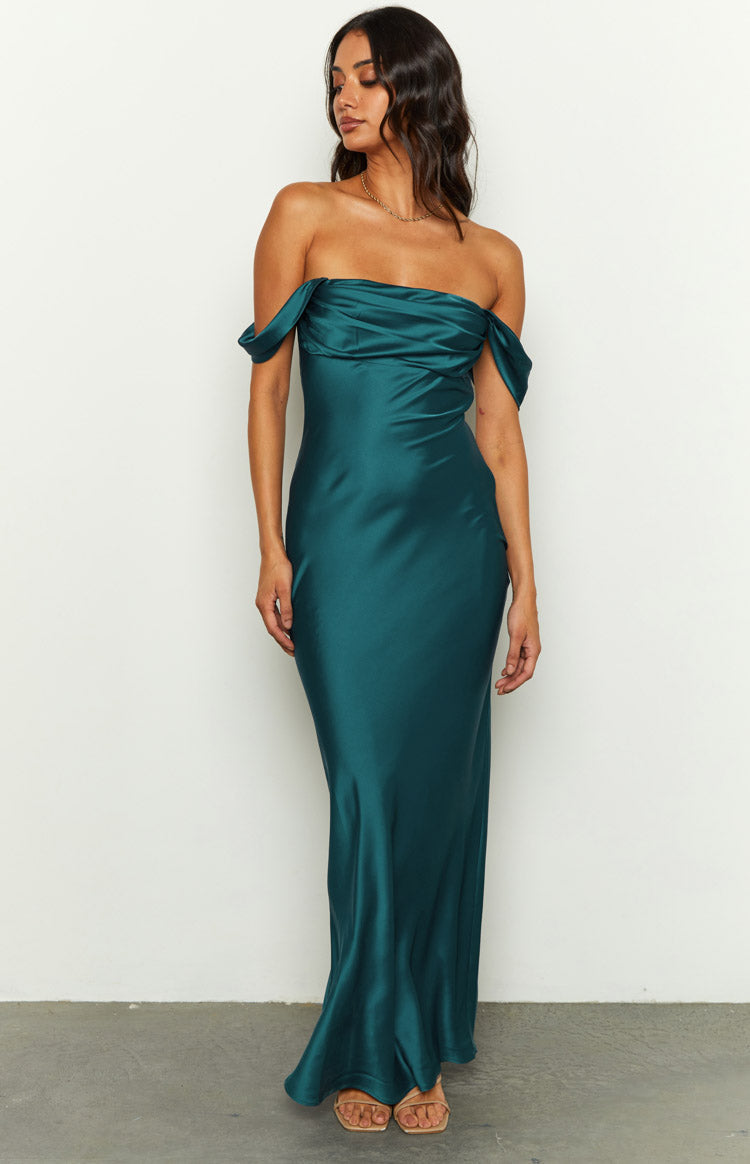 Ella Teal Off Shoulder Formal Maxi Dress BB Exclusive