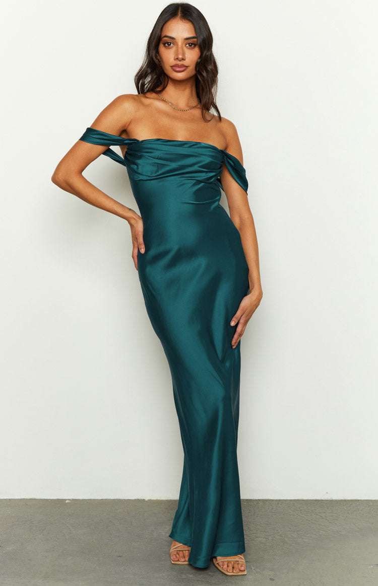 Ella Teal Off Shoulder Formal Maxi Dress BB Exclusive