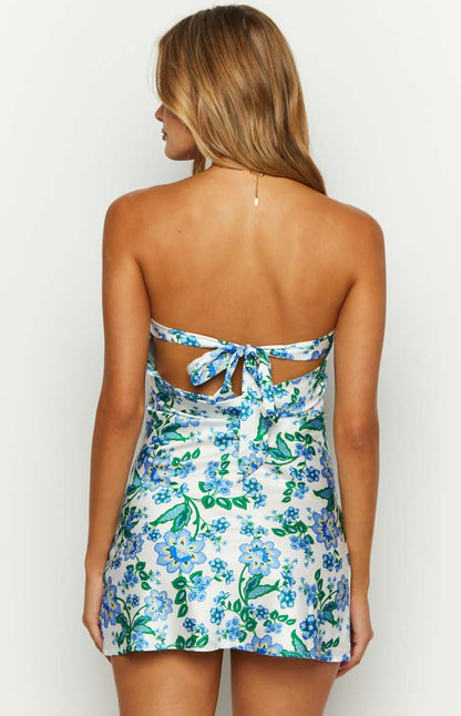 Ellie Blue Floral Strapless Mini Dress BB Exclusive