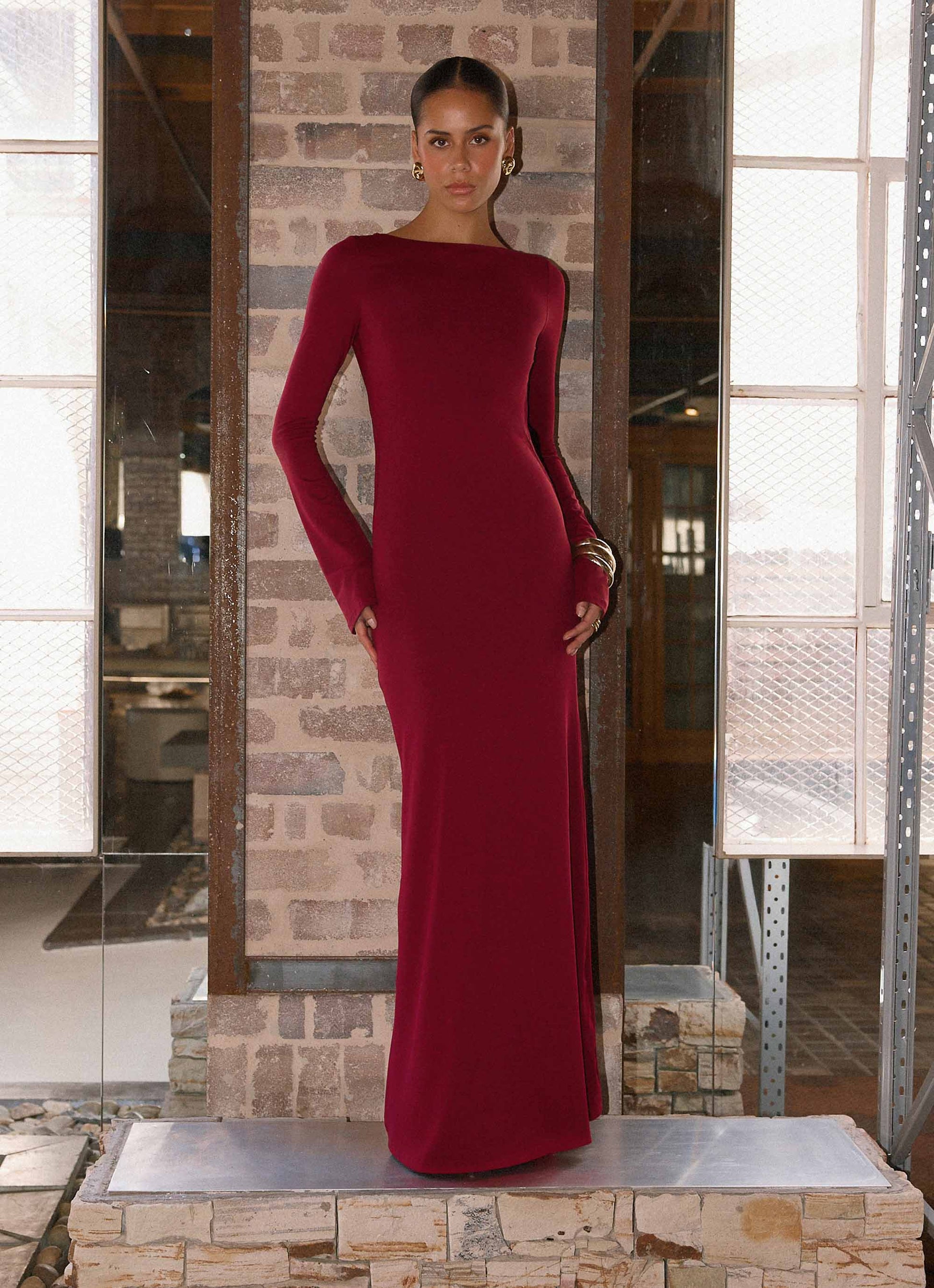 Elmont Long Sleeve Maxi Dress - Dark Cherry Peppermayo Exclusive