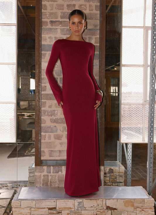 Elmont Long Sleeve Maxi Dress - Dark Cherry Peppermayo Exclusive