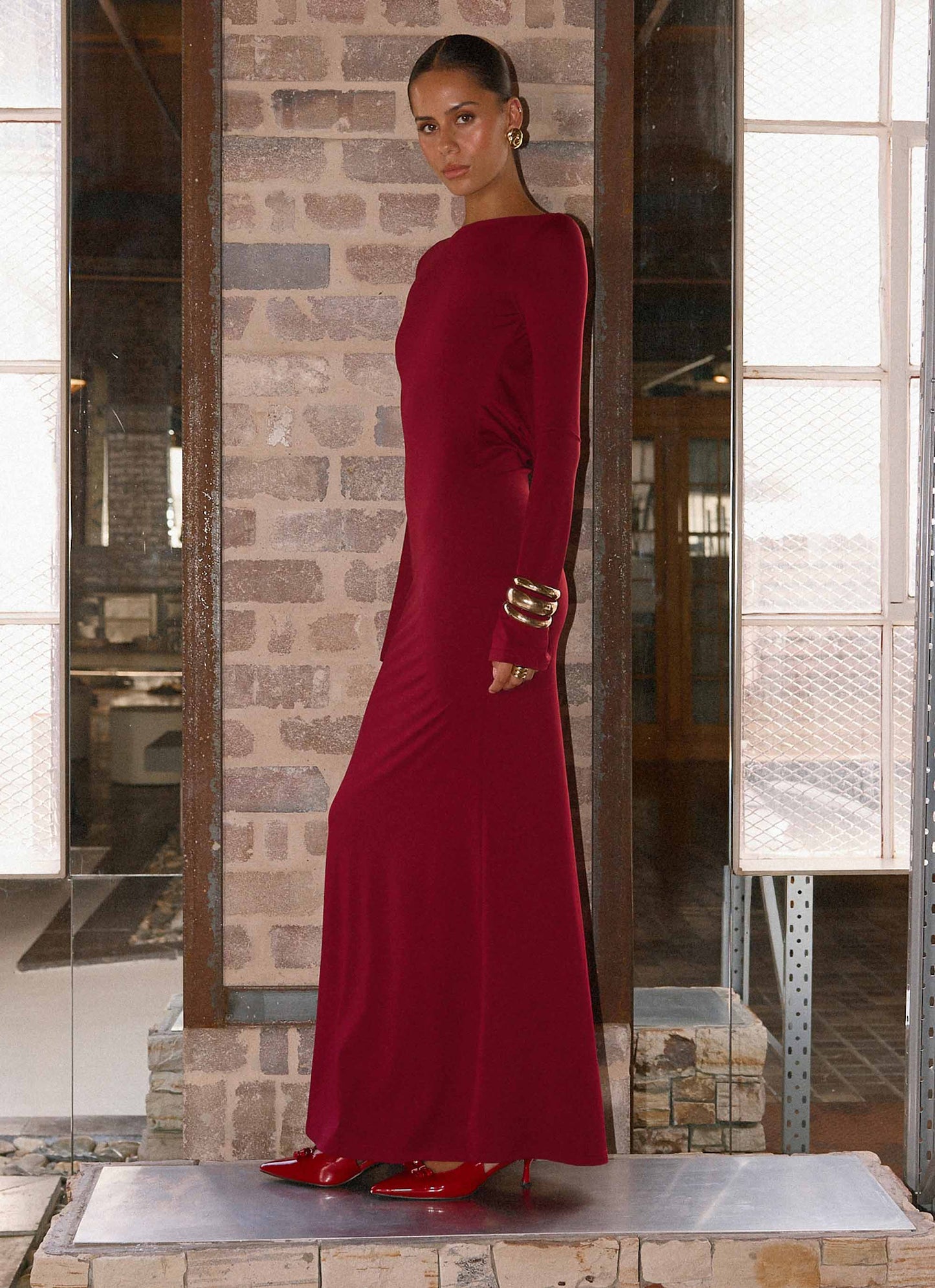 Elmont Long Sleeve Maxi Dress - Dark Cherry Peppermayo Exclusive