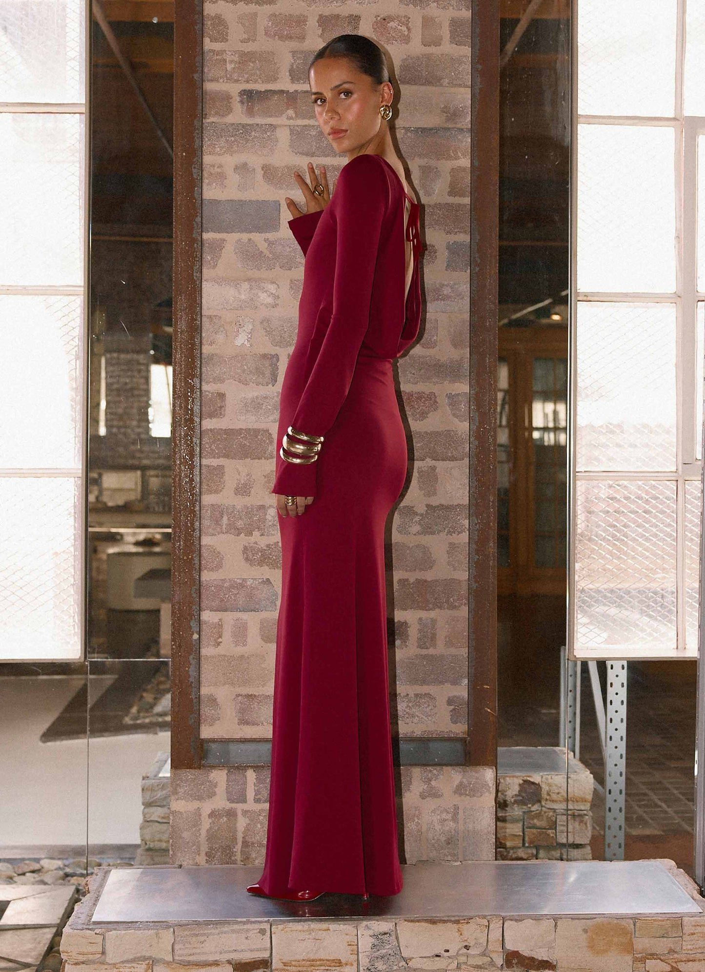 Elmont Long Sleeve Maxi Dress - Dark Cherry Peppermayo Exclusive
