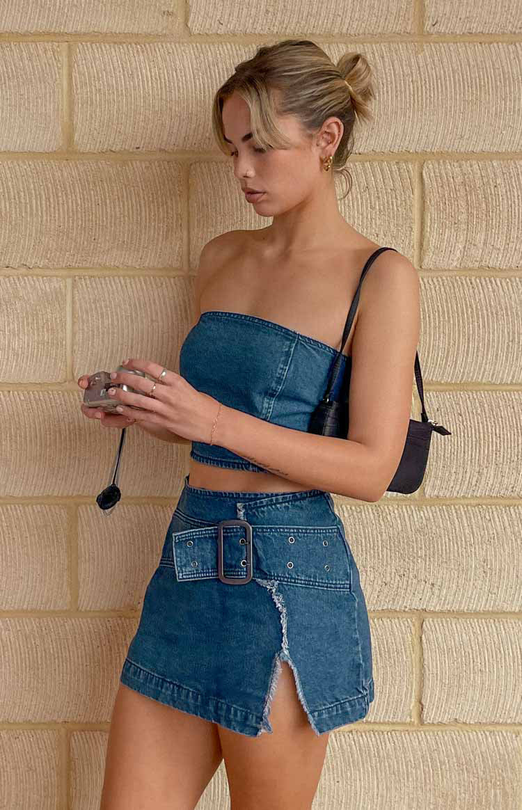 Elouise Buckle Denim Mini Skirt BB Exclusive
