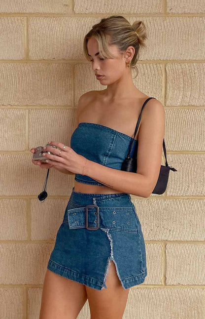 Elouise Buckle Denim Mini Skirt BB Exclusive