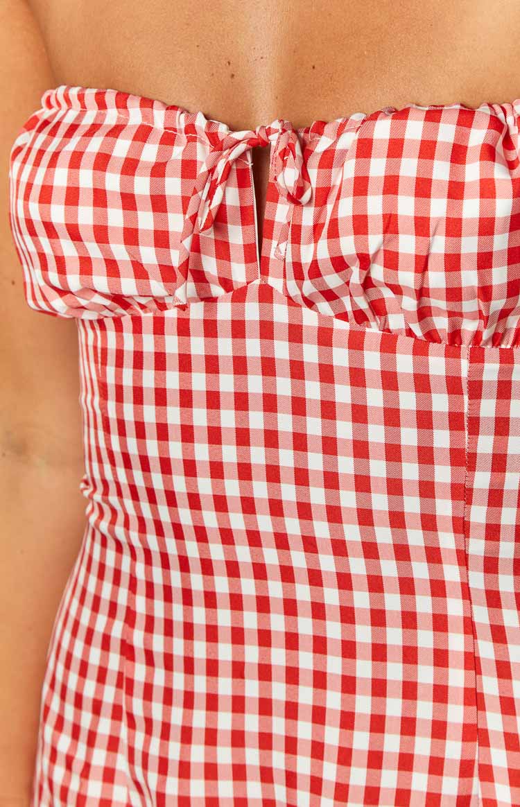 Faith Red Gingham Strapless Mini Dress BB Exclusive