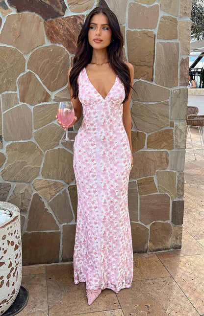 Farida Pink Lace Maxi Dress BB Exclusive