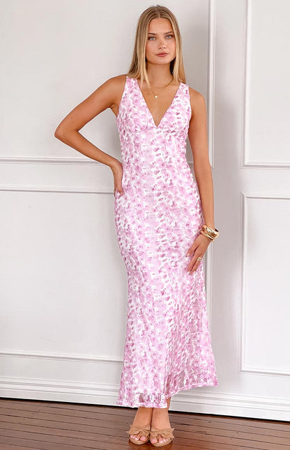 Farida Pink Lace Maxi Dress BB Exclusive