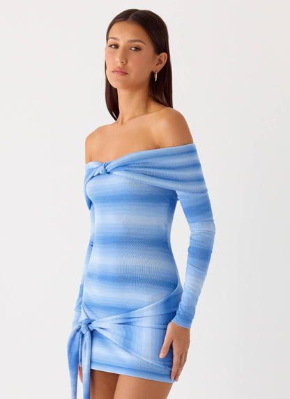 Gomez Bardot Knit Mini Dress - Cerulean Peppermayo Exclusive