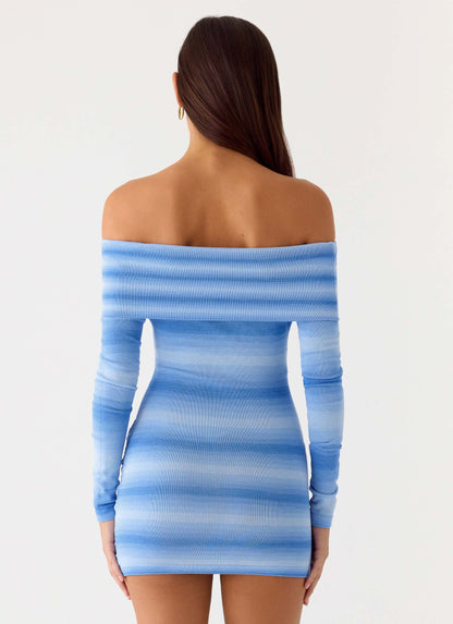 Gomez Bardot Knit Mini Dress - Cerulean Peppermayo Exclusive