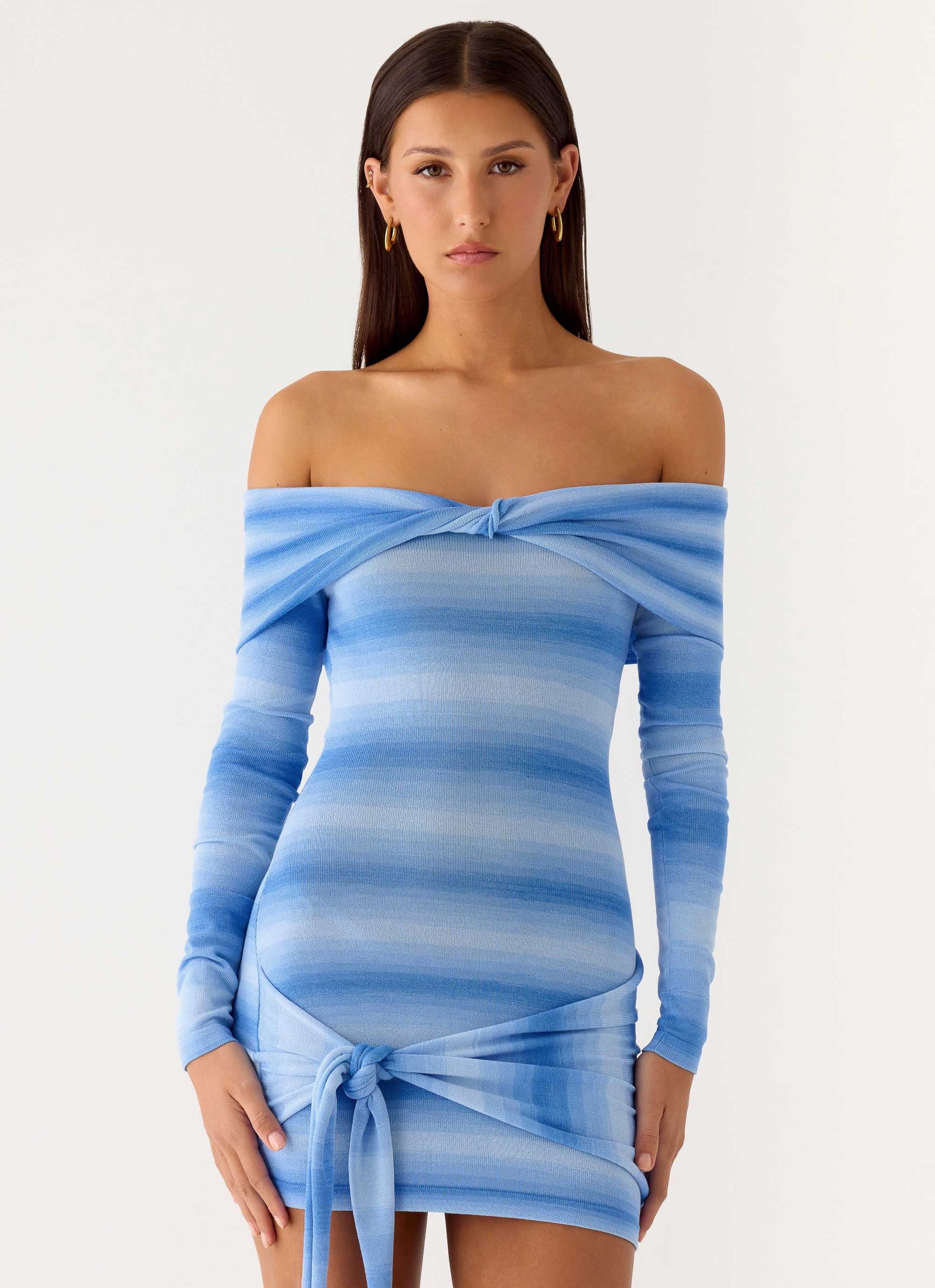 Gomez Bardot Knit Mini Dress - Cerulean Peppermayo Exclusive