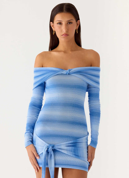 Gomez Bardot Knit Mini Dress - Cerulean Peppermayo Exclusive