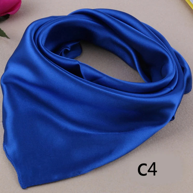 WZCX 60*60cm Women Solid Color Silk Scarf Spring Autumn Fashion New Simple Square Scarfs For Ladies Female Scarf Beauty World Shop