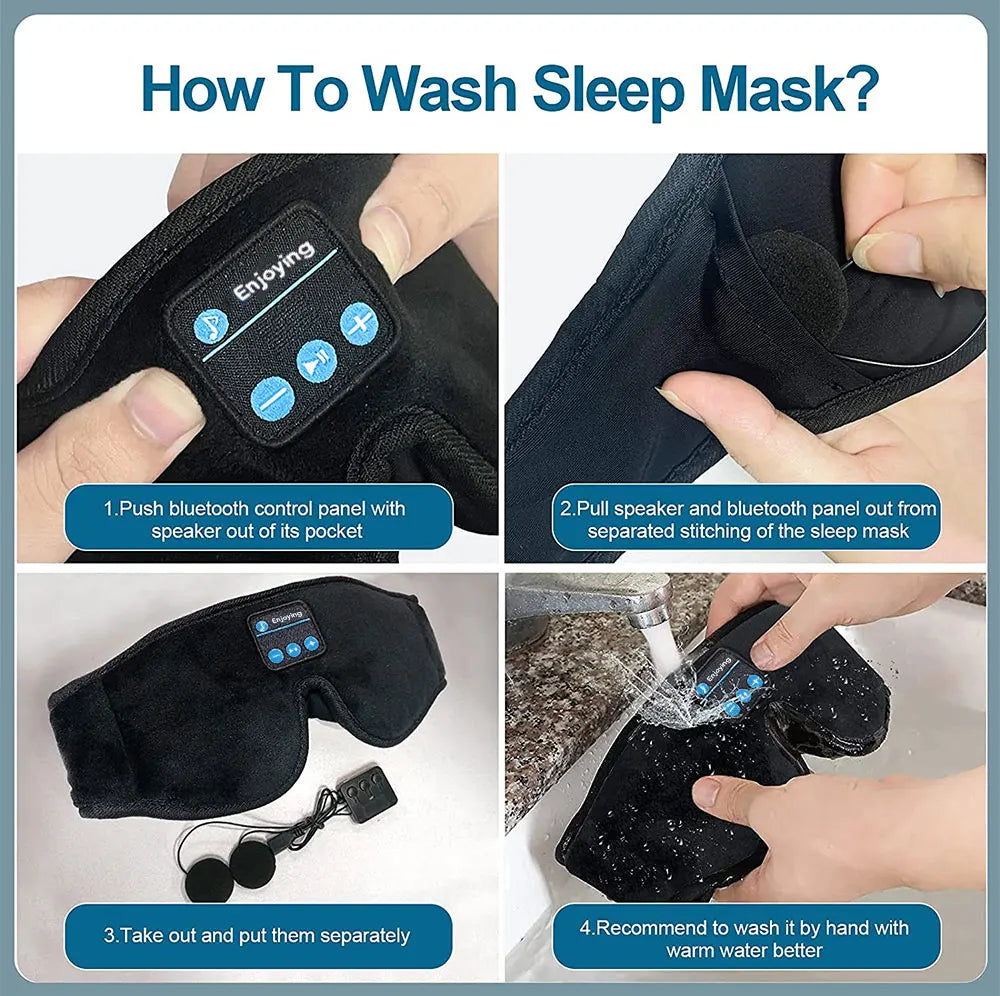 Mask For Sleep Headphones Bluetooth 3D Eye Mask Music Play Sleeping Headphones with Built-in HD Speaker Beauty World Shop