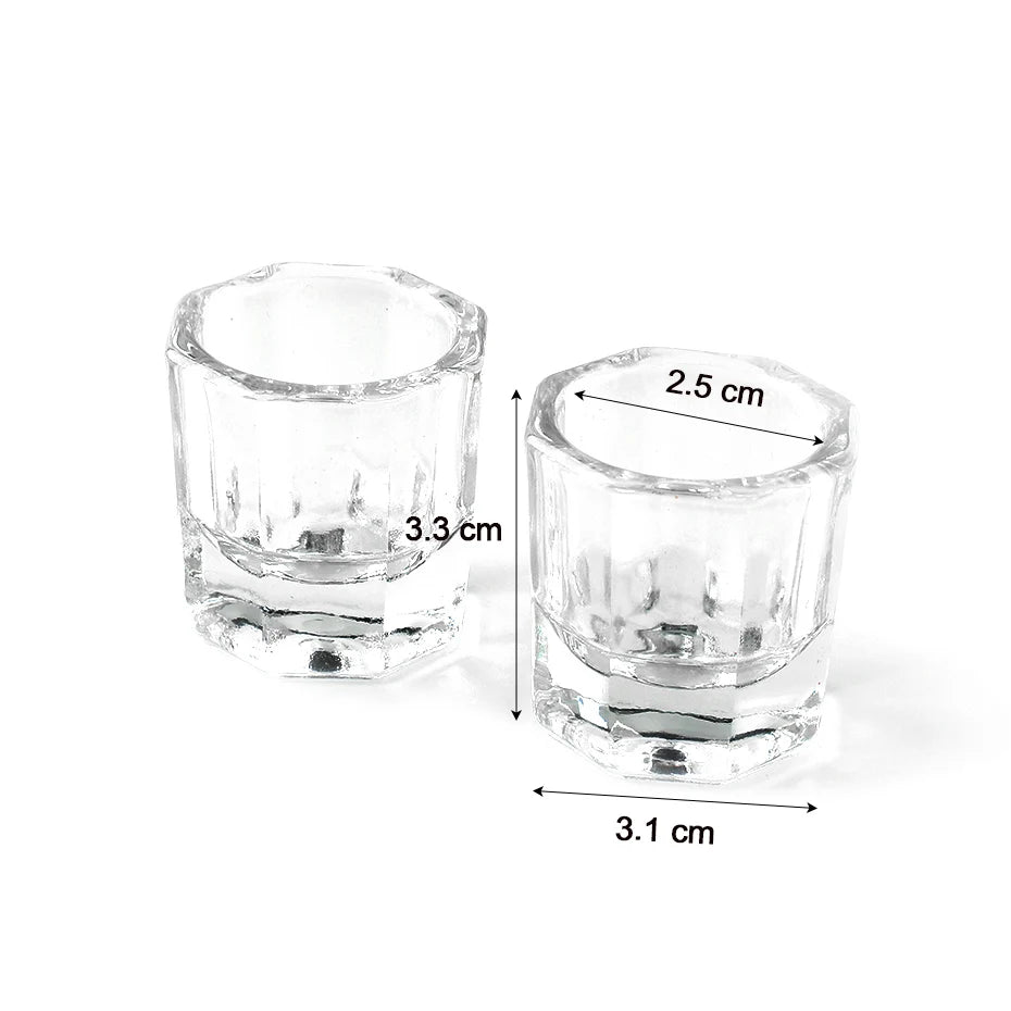 1pcs Nail Crystal Glass Nail Cup Acrylic Liquid Dappen Dish Clear Bowl Nail Powder Holder Container Equipment  Tools Beauty World Shop
