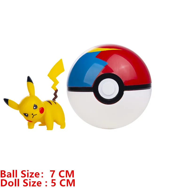 Pokemon Pokeball With Cartoons Movie Anime Figure Pikachu Charmander Eevee Squirtle Vulpix Quality Pet Action Model Toys Gifts Beauty World Shop