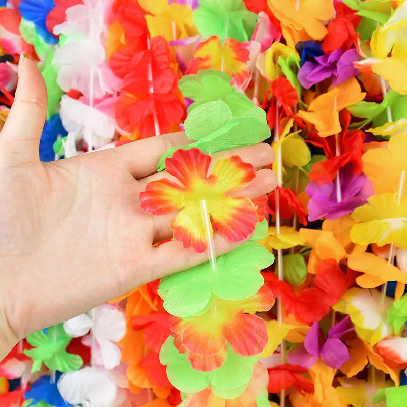 10/20/50pcs Hawaiian Flower Wreath Necklace Summer Tropical Birthday Party Decoration Luau Wedding Artificial Flower Garland Lei Beauty World Shop