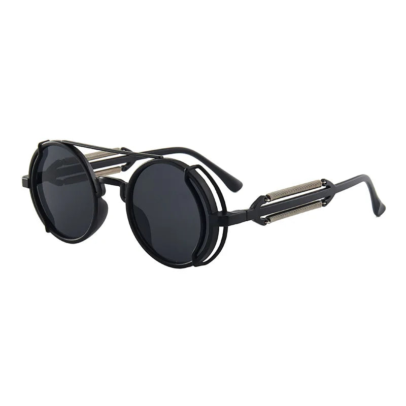 Classic Gothic Steampunk Sunglasses Luxury Brand Designer High Quality Men and Women Retro Round Pc Frame Sunglasses Beauty World Shop