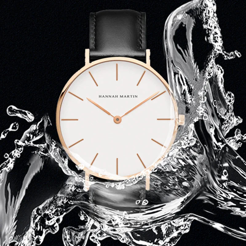Hannah Martin Brand Fashion  Japan Quartz Wrist Watches Silver Brown Leather Men Watch Waterproof Dress Watch Men Casual Beauty World Shop
