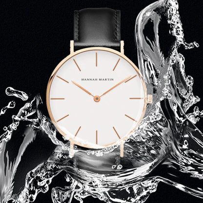Hannah Martin Brand Fashion  Japan Quartz Wrist Watches Silver Brown Leather Men Watch Waterproof Dress Watch Men Casual Beauty World Shop