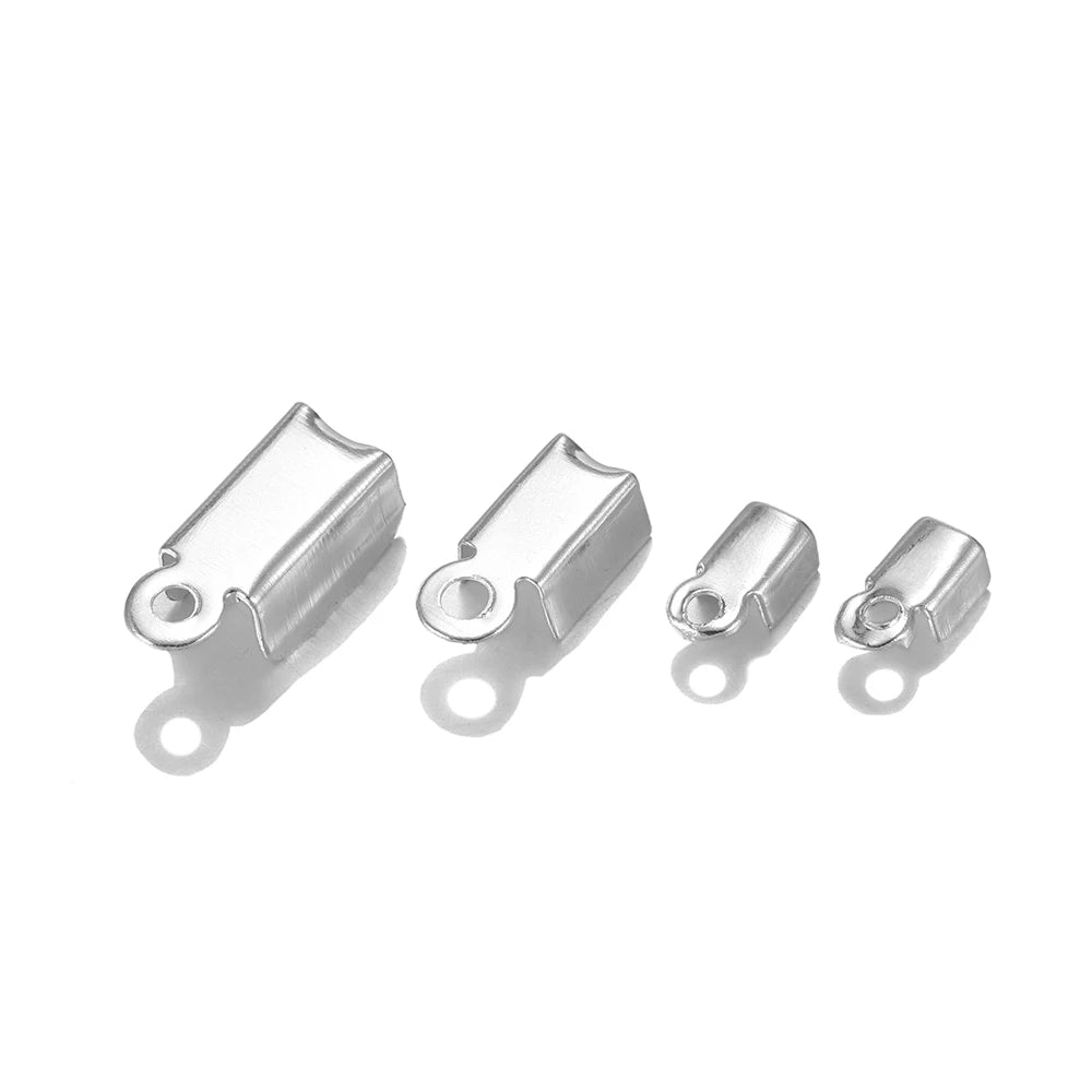 200pcs/lot Cove Clasps Cord End Caps String Ribbon Leather Clip Tip Fold Crimp Bead Connectors For Jewelry Making DIY Supplies Beauty World Shop
