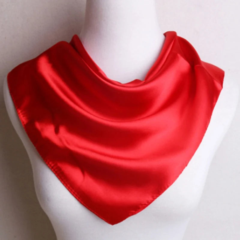WZCX 60*60cm Women Solid Color Silk Scarf Spring Autumn Fashion New Simple Square Scarfs For Ladies Female Scarf Beauty World Shop