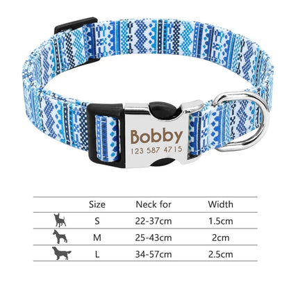 Adjustable Nylon Dog Collar Personalized Dogs Cat ID Collars With Engraved Name Buckle Anti-lost for Small Medium Large Dogs Beauty World Shop