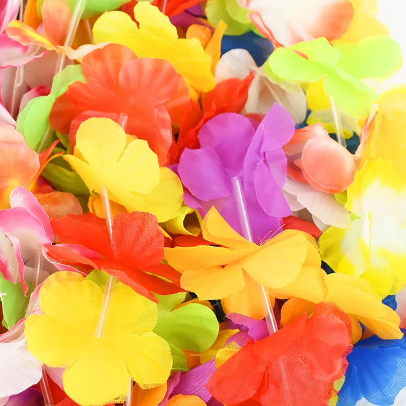 10/20/50pcs Hawaiian Flower Wreath Necklace Summer Tropical Birthday Party Decoration Luau Wedding Artificial Flower Garland Lei Beauty World Shop