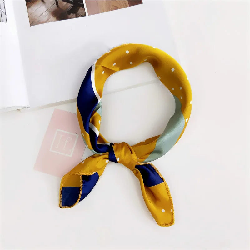 Square Scarf Hair Tie Band For Business Party Women Elegant Small Vintage Skinny Retro Head Neck Silk Satin Scarf Beauty World Shop