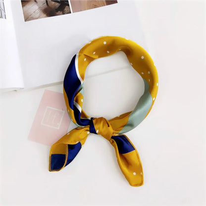 Square Scarf Hair Tie Band For Business Party Women Elegant Small Vintage Skinny Retro Head Neck Silk Satin Scarf Beauty World Shop