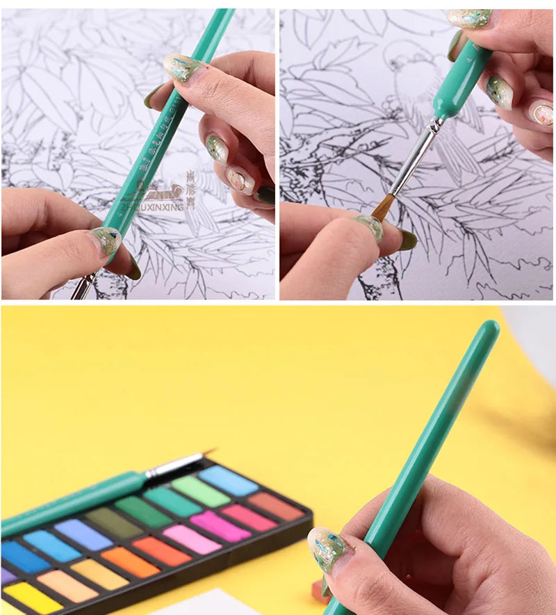 4/5/10pcs Miniature Hook Line Pen Art Painting Brushes Weasel Hair Paint Brush Gouache Watercolor Oil Paint Artists Hand Painted Beauty World Shop